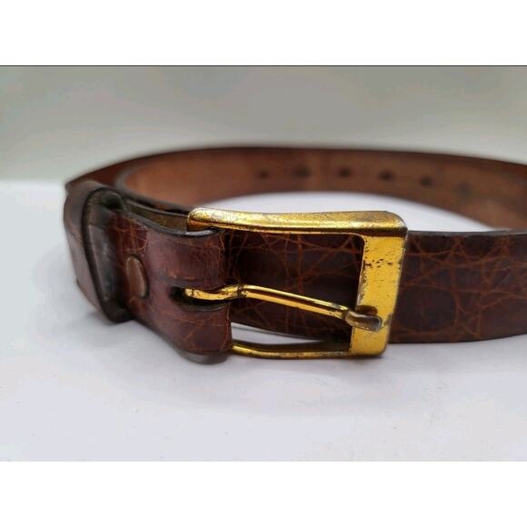 Vintage 1950s Genuine Alligator Belt Size 30 Brown Exotic Leather Mid Century main image 5